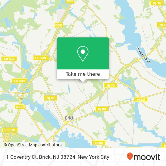 Mapa de 1 Coventry Ct, Brick, NJ 08724