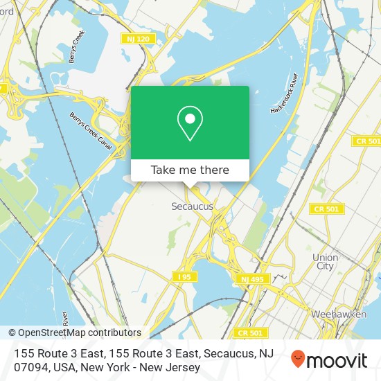 Mapa de 155 Route 3 East, 155 Route 3 East, Secaucus, NJ 07094, USA