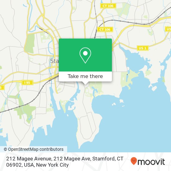 Mapa de 212 Magee Avenue, 212 Magee Ave, Stamford, CT 06902, USA