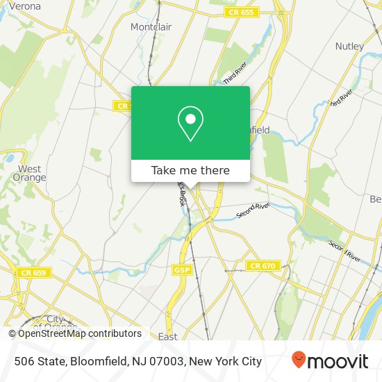 Mapa de 506 State, Bloomfield, NJ 07003