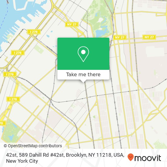 42st, 589 Dahill Rd #42st, Brooklyn, NY 11218, USA map