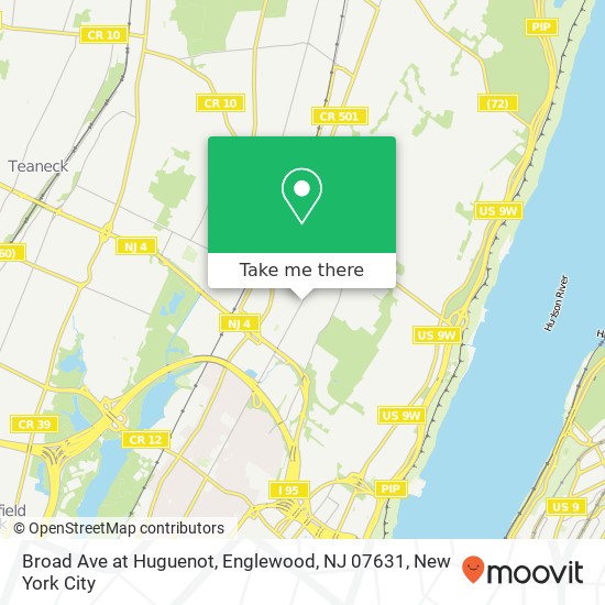 Mapa de Broad Ave at Huguenot, Englewood, NJ 07631