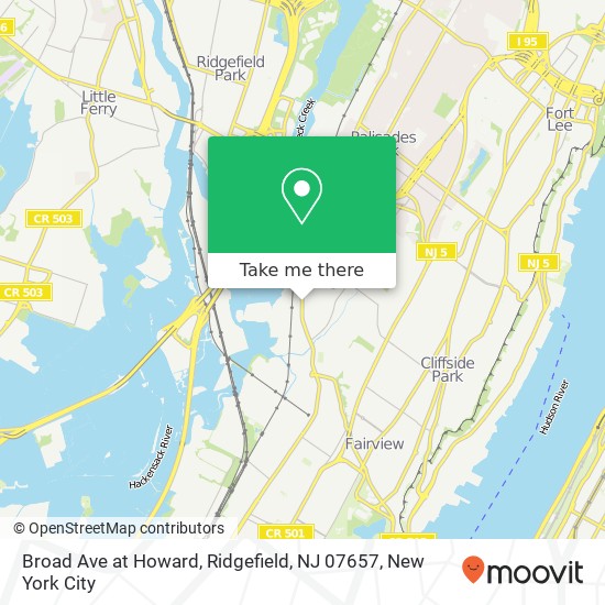 Mapa de Broad Ave at Howard, Ridgefield, NJ 07657