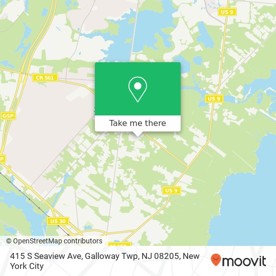 Mapa de 415 S Seaview Ave, Galloway Twp, NJ 08205