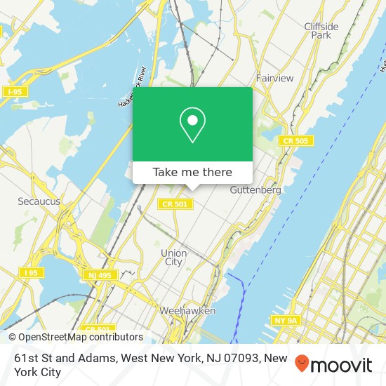 Mapa de 61st St and Adams, West New York, NJ 07093