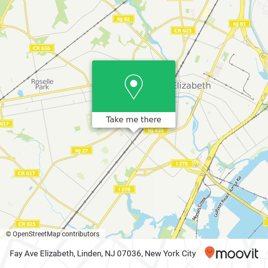 Mapa de Fay Ave Elizabeth, Linden, NJ 07036
