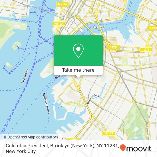 Columbia President, Brooklyn (New York), NY 11231 map