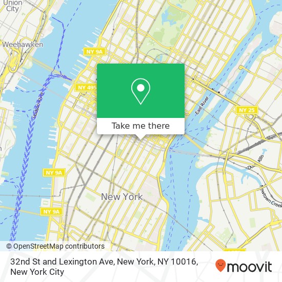 Mapa de 32nd St and Lexington Ave, New York, NY 10016