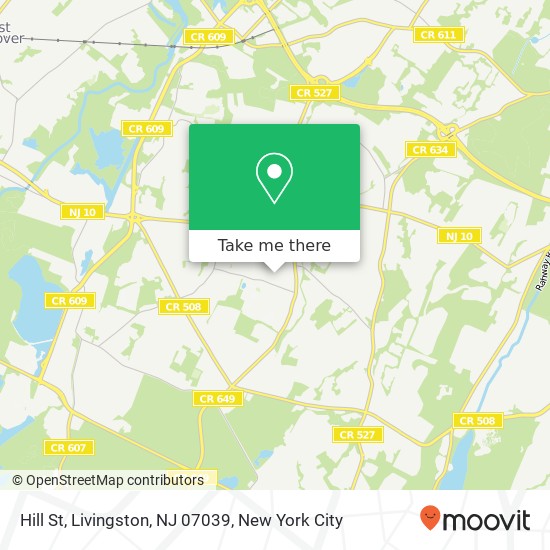 Mapa de Hill St, Livingston, NJ 07039