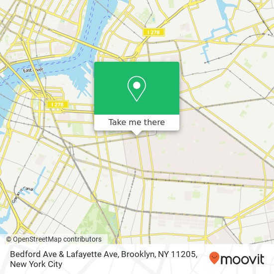 Mapa de Bedford Ave & Lafayette Ave, Brooklyn, NY 11205