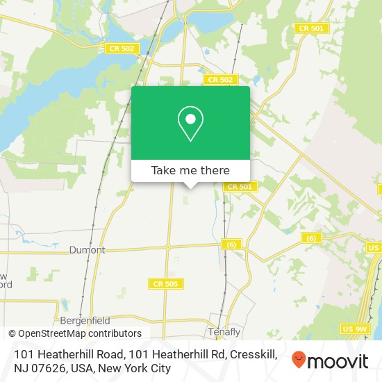 Mapa de 101 Heatherhill Road, 101 Heatherhill Rd, Cresskill, NJ 07626, USA