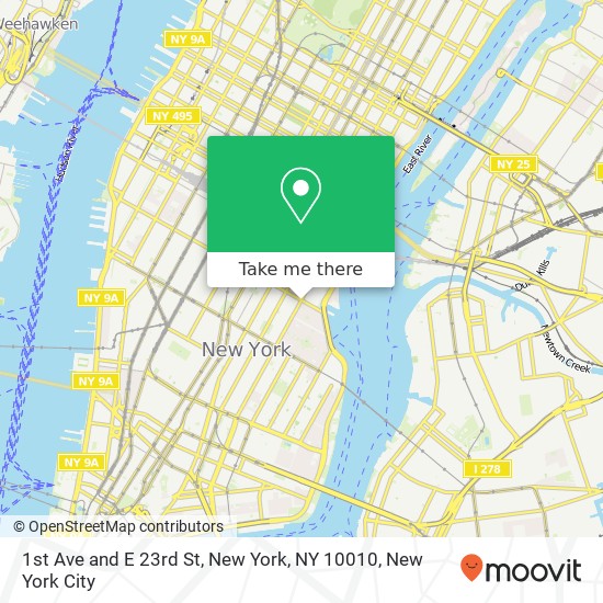 Mapa de 1st Ave and E 23rd St, New York, NY 10010