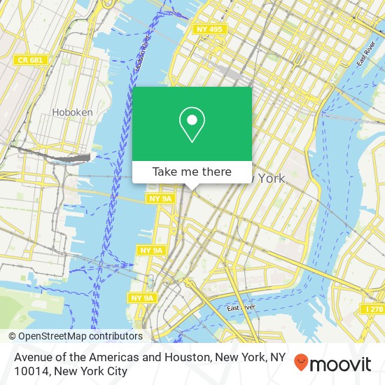 Avenue of the Americas and Houston, New York, NY 10014 map