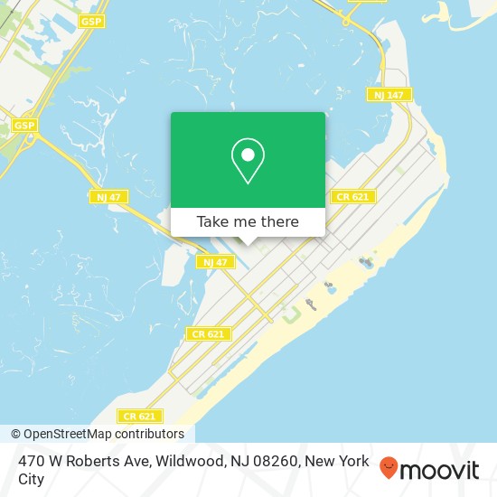 Mapa de 470 W Roberts Ave, Wildwood, NJ 08260