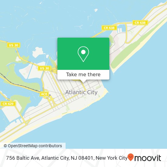 Mapa de 756 Baltic Ave, Atlantic City, NJ 08401