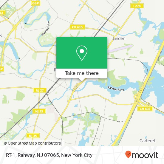 Mapa de RT-1, Rahway, NJ 07065