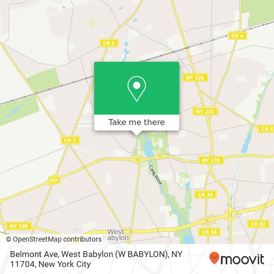 Mapa de Belmont Ave, West Babylon (W BABYLON), NY 11704