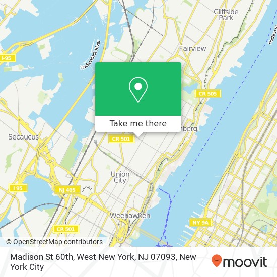 Mapa de Madison St 60th, West New York, NJ 07093