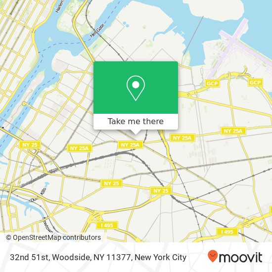 Mapa de 32nd 51st, Woodside, NY 11377