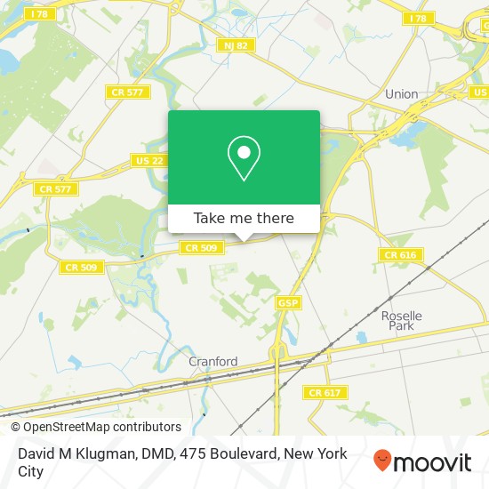 Mapa de David M Klugman, DMD, 475 Boulevard