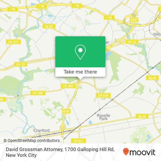 David Grossman Attorney, 1700 Galloping Hill Rd map