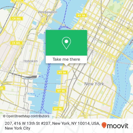 Mapa de 207, 416 W 13th St #207, New York, NY 10014, USA