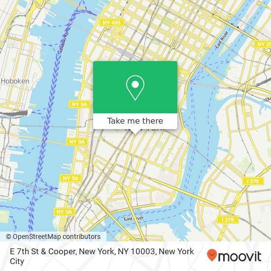 Mapa de E 7th St & Cooper, New York, NY 10003