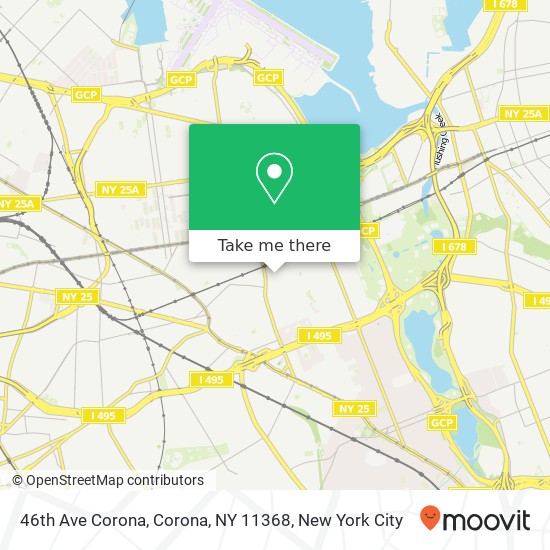 Mapa de 46th Ave Corona, Corona, NY 11368