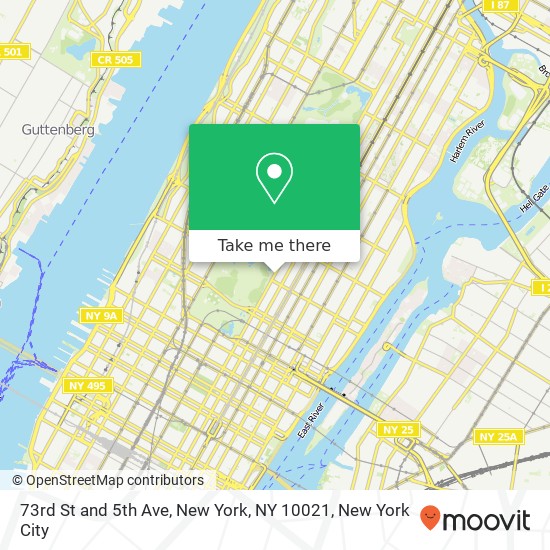 Mapa de 73rd St and 5th Ave, New York, NY 10021