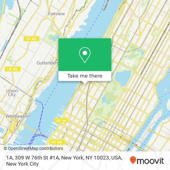 Mapa de 1A, 309 W 76th St #1A, New York, NY 10023, USA