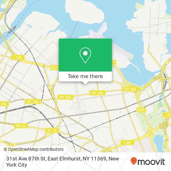 Mapa de 31st Ave 87th St, East Elmhurst, NY 11369