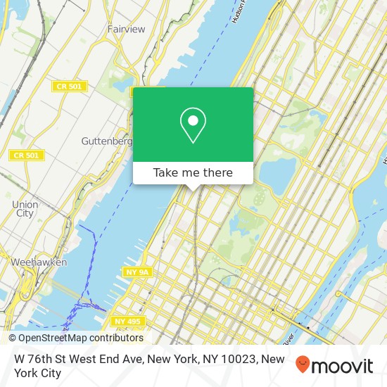 Mapa de W 76th St West End Ave, New York, NY 10023