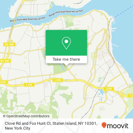 Mapa de Clove Rd and Fox Hunt Ct, Staten Island, NY 10301