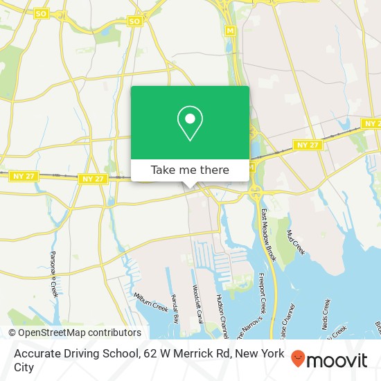 Mapa de Accurate Driving School, 62 W Merrick Rd