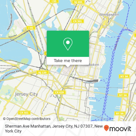 Sherman Ave Manhattan, Jersey City, NJ 07307 map