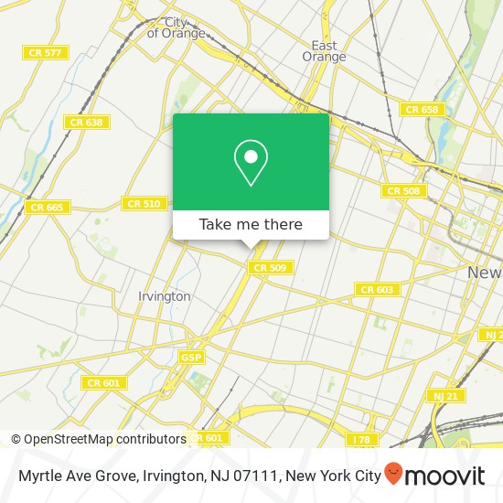 Mapa de Myrtle Ave Grove, Irvington, NJ 07111