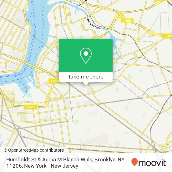 Mapa de Humboldt St & Aurua M Blanco Walk, Brooklyn, NY 11206