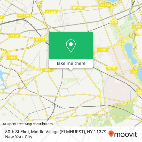 Mapa de 80th St Eliot, Middle Village (ELMHURST), NY 11379