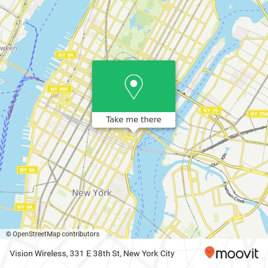 Mapa de Vision Wireless, 331 E 38th St
