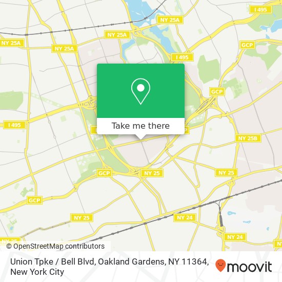 Mapa de Union Tpke / Bell Blvd, Oakland Gardens, NY 11364