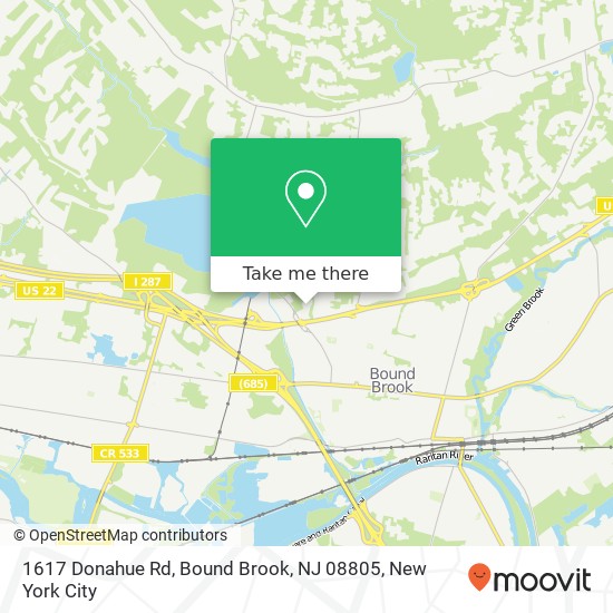 Mapa de 1617 Donahue Rd, Bound Brook, NJ 08805
