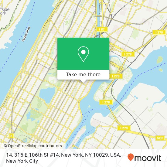 14, 315 E 106th St #14, New York, NY 10029, USA map