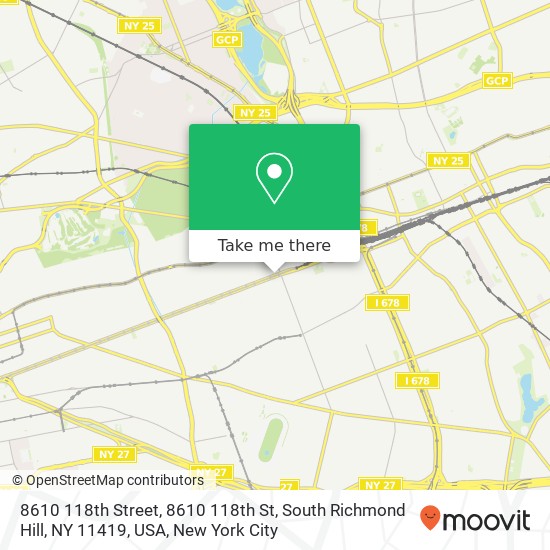 Mapa de 8610 118th Street, 8610 118th St, South Richmond Hill, NY 11419, USA