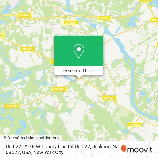 Mapa de Unit 27, 2275 W County Line Rd Unit 27, Jackson, NJ 08527, USA
