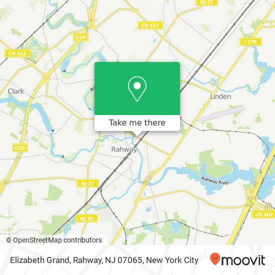 Mapa de Elizabeth Grand, Rahway, NJ 07065