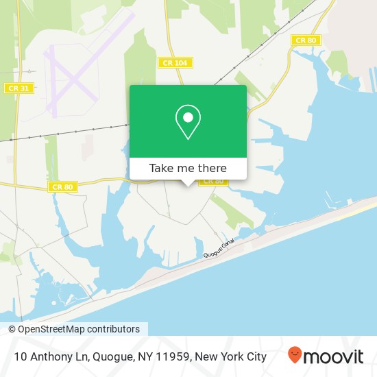 Mapa de 10 Anthony Ln, Quogue, NY 11959