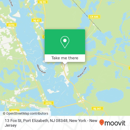 Mapa de 13 Fox St, Port Elizabeth, NJ 08348