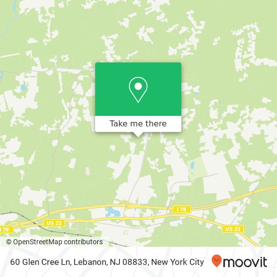 Mapa de 60 Glen Cree Ln, Lebanon, NJ 08833