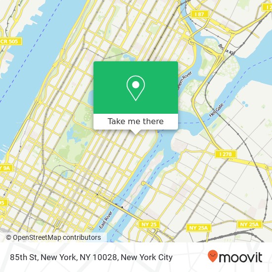 85th St, New York, NY 10028 map