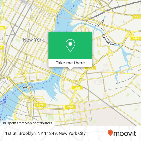 Mapa de 1st St, Brooklyn, NY 11249